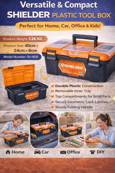 Shielder SH-808 Heavy Duty Plastic Tool Box — 8