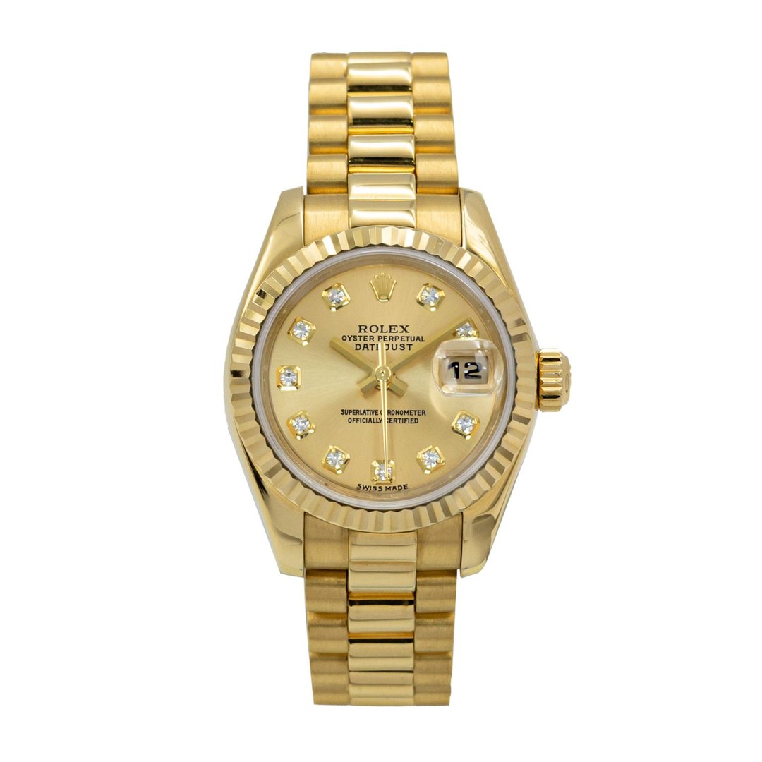 Rolex Lady-Datejust 26mm President Yellow Gold Diamond Dial 179178