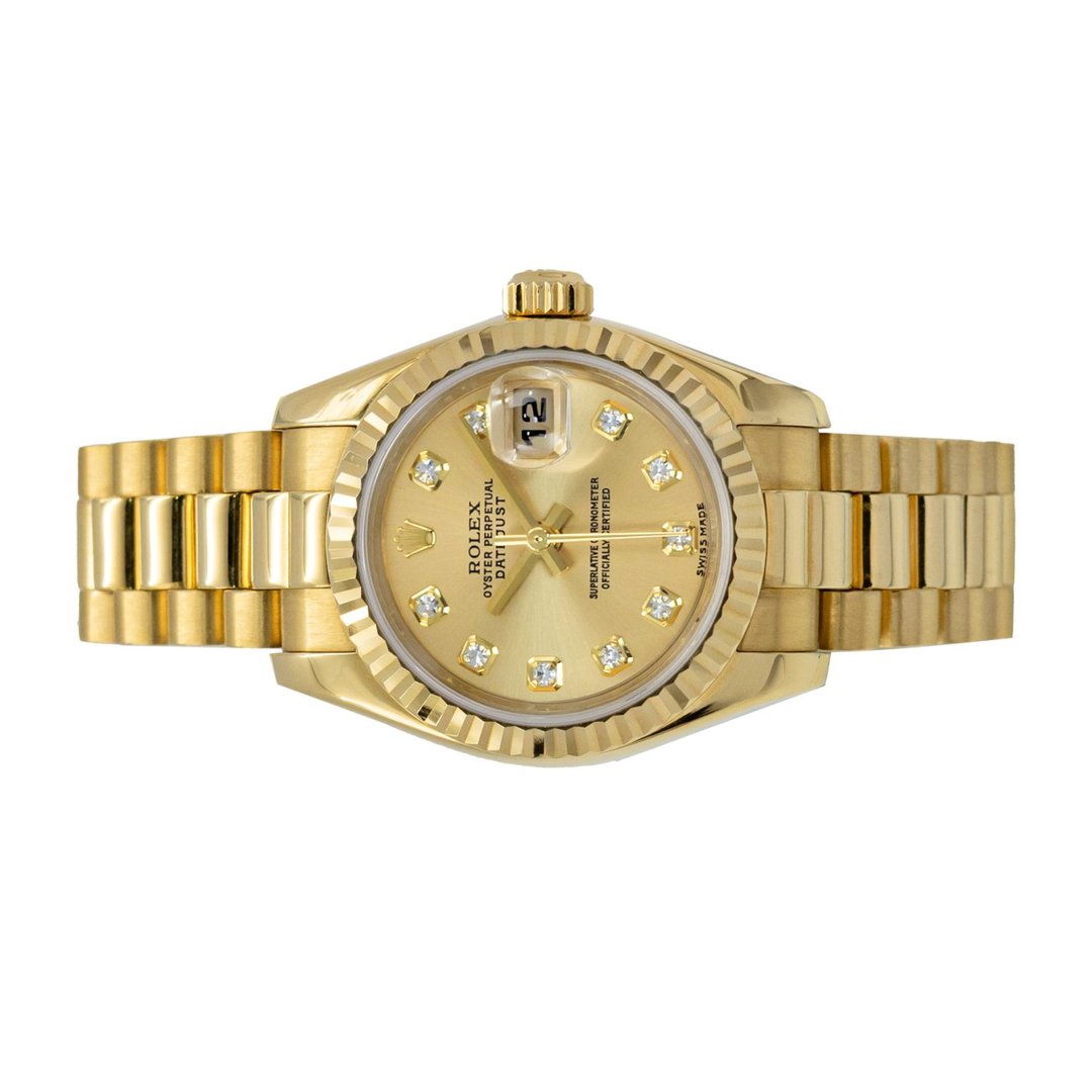 Rolex Lady-Datejust 26mm President Yellow Gold Diamond Dial 179178 — 2