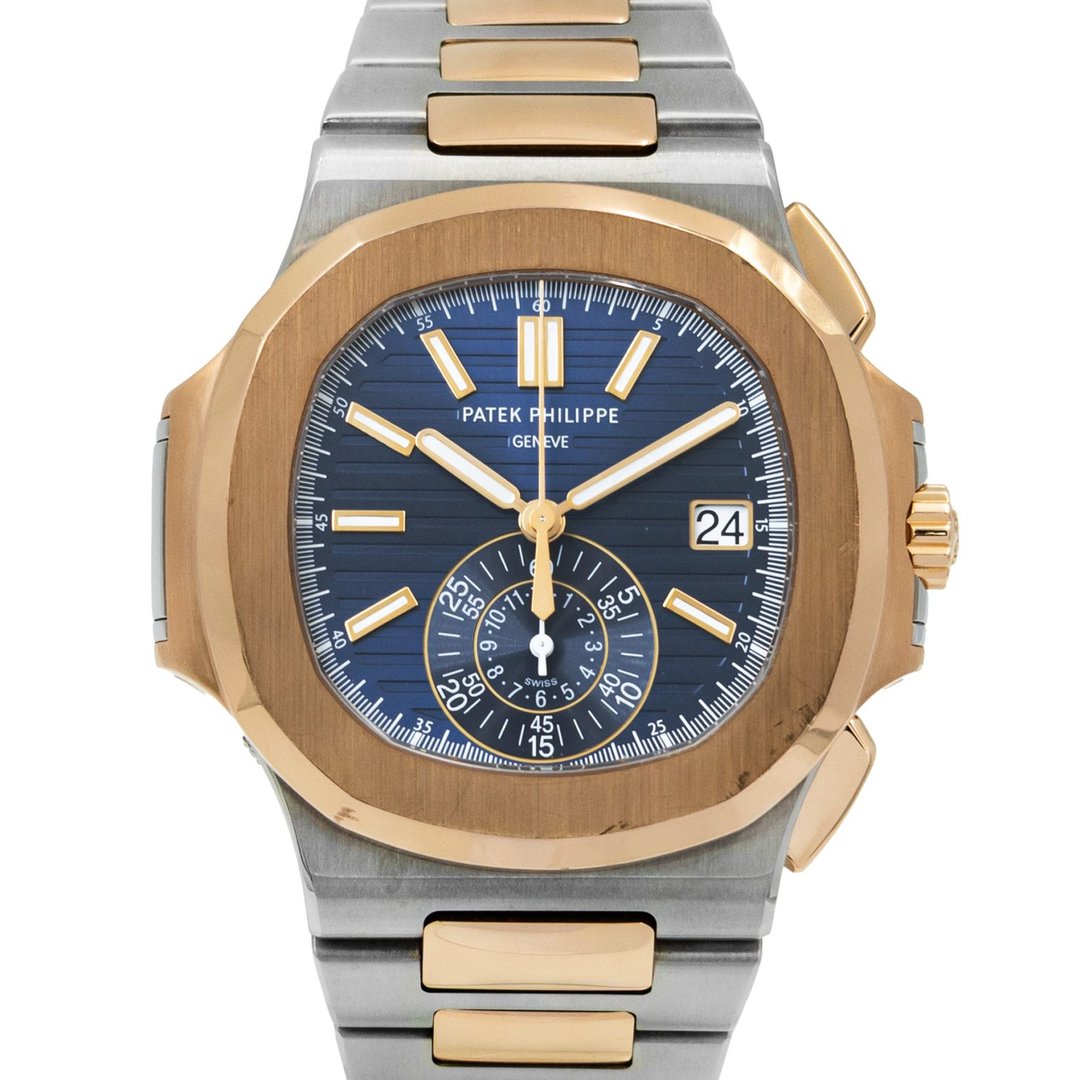 Patek Philippe Nautilus Steel and Rose Gold Chronograph Blue Dial 5980/1AR