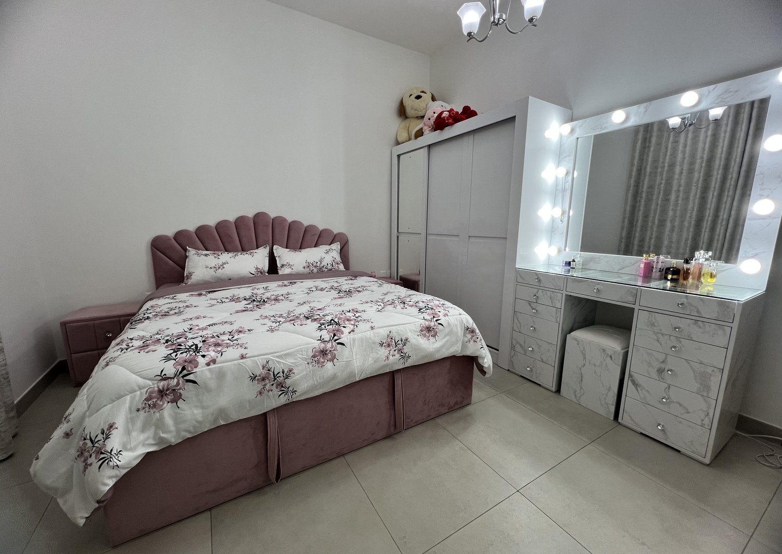 Bed, Wardrobe, Dressing Table