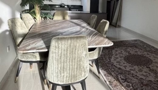 High-Quality Marble Dining Table for Eight with Six Chairs — 4