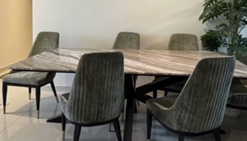 High-Quality Marble Dining Table for Eight with Six Chairs — 2