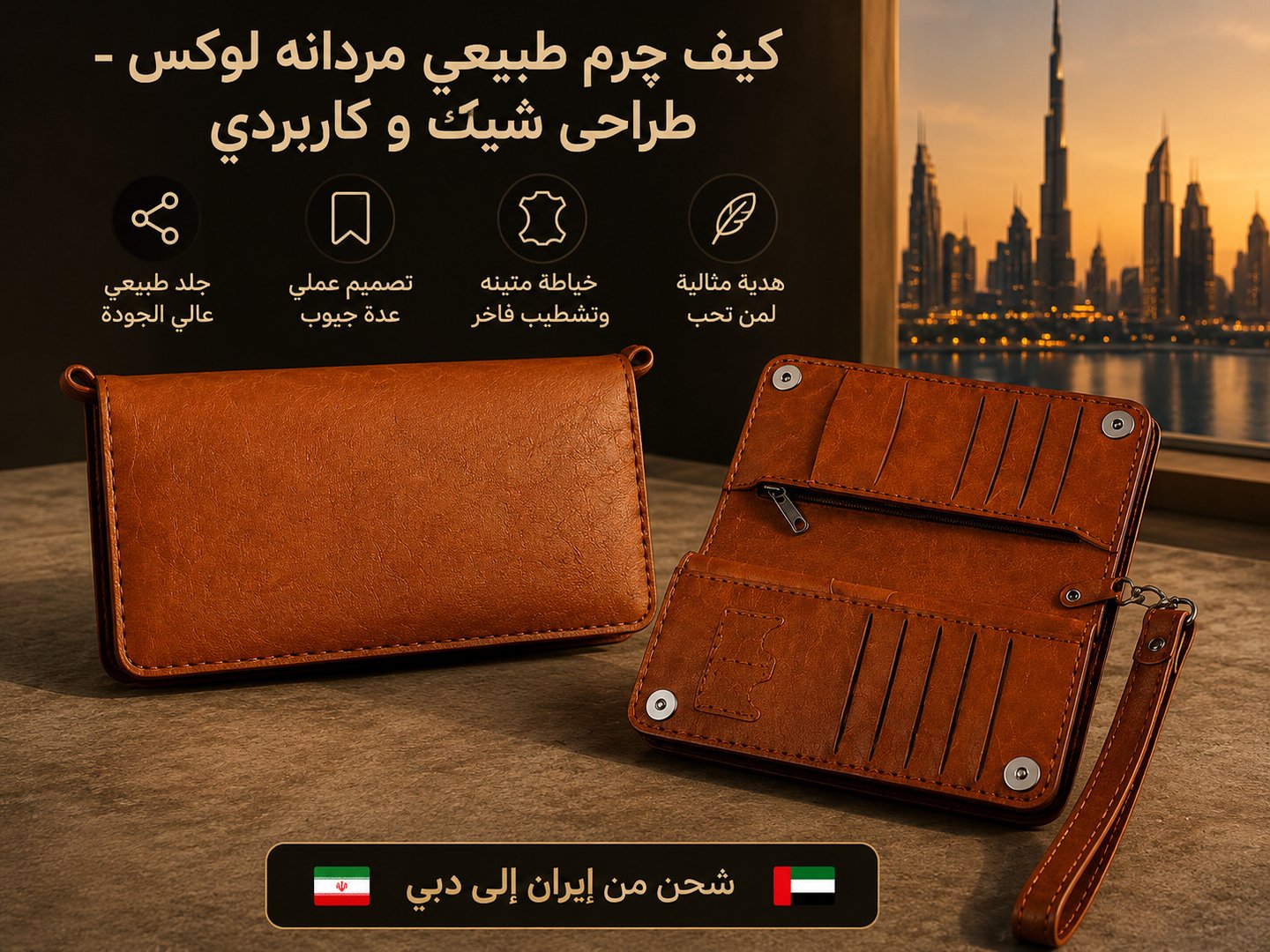 محفظه چرم طبیعی مردانه لوکس – طراحی شیک و کاربردی