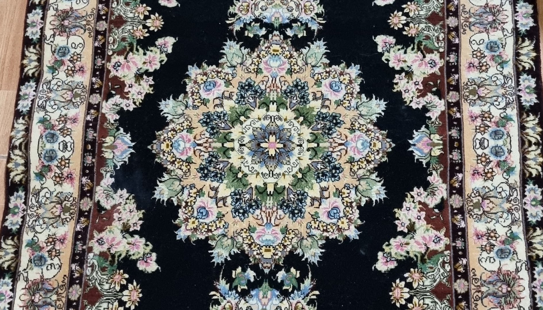 Persian Handwoven Carpet with Silk Warp + Handwoven Carpet Tapestry Gift — 3