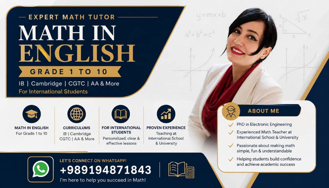 مدرس ریاضیات به زبان انگلیسی | IB، IGCSE و Cambridge