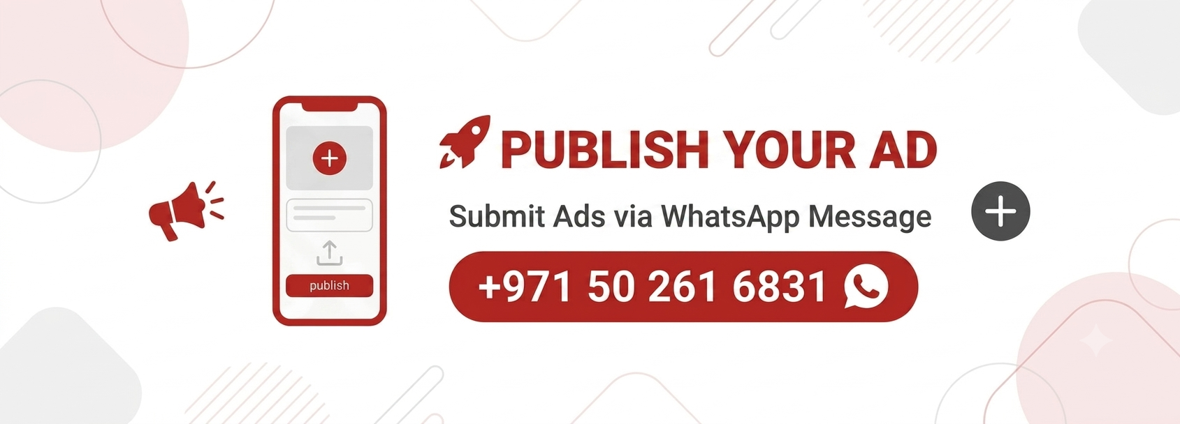 Banner: publish your ad on Gooya Dubai via WhatsApp