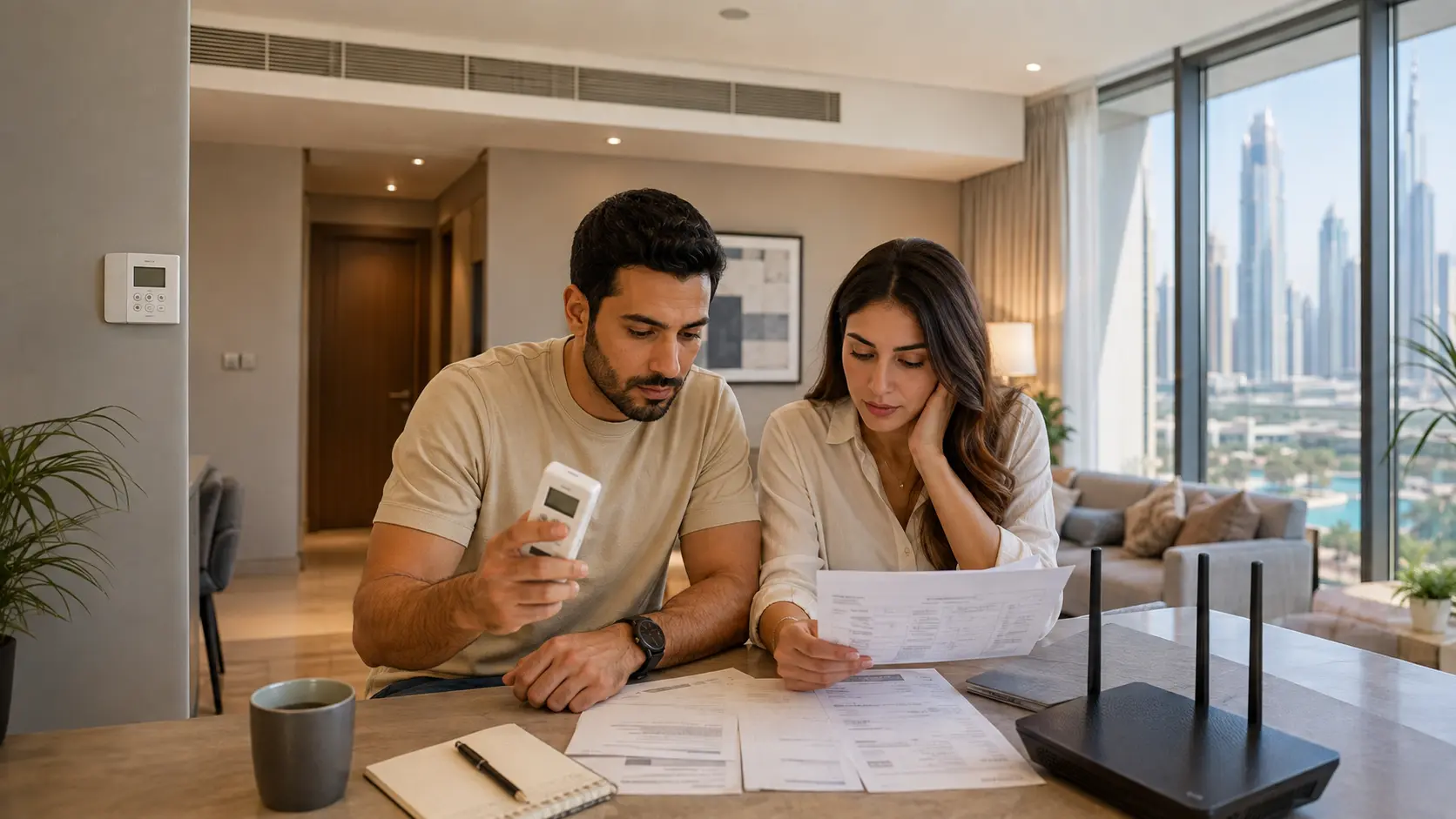 Water and electricity, cooling, and internet bills in Dubai