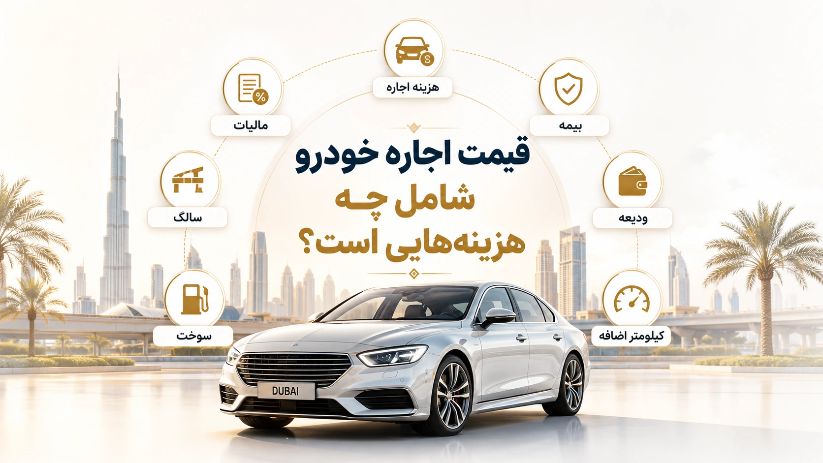 What costs are included in car rental prices in Dubai?