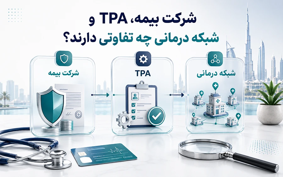 What is the difference between an insurance company, TPA, and healthcare network?